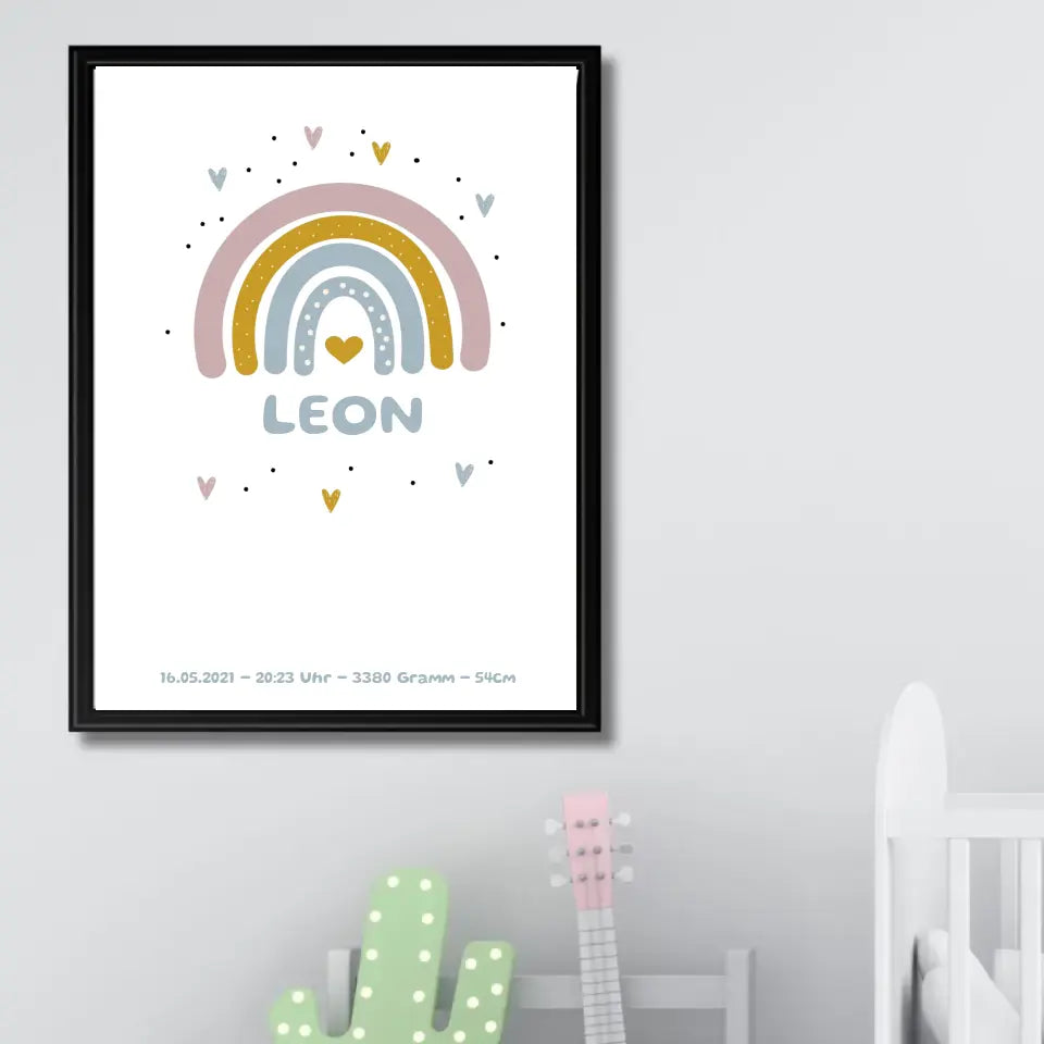 Regenbogen Poster für Kinder - Personalisiert mit Name