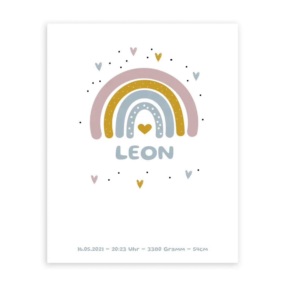 Regenbogen Poster für Kinder - Personalisiert mit Name