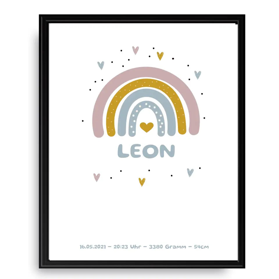 Regenbogen Poster für Kinder - Personalisiert mit Name