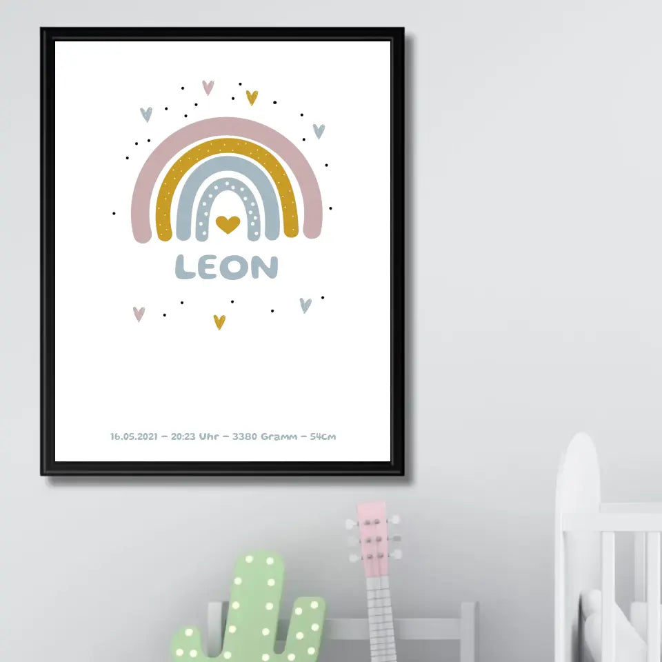 Regenbogen Poster für Kinder - Personalisiert mit Name
