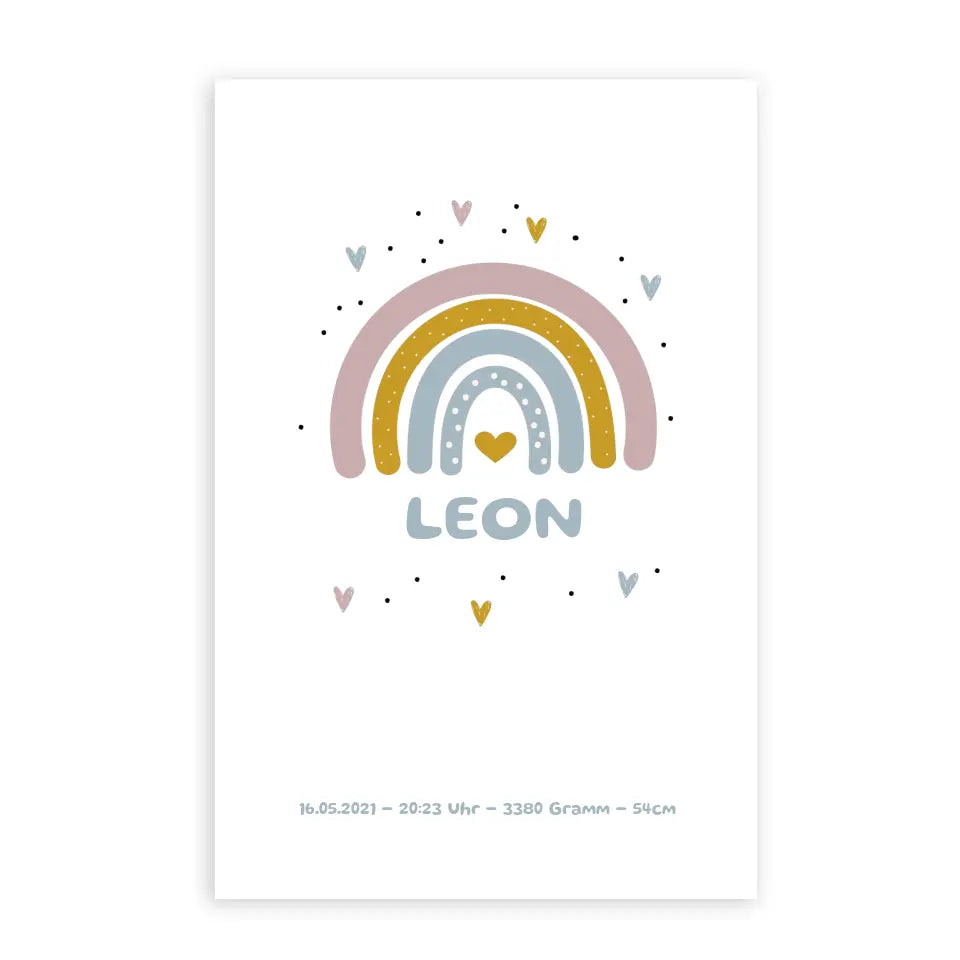 Regenbogen Poster für Kinder - Personalisiert mit Name