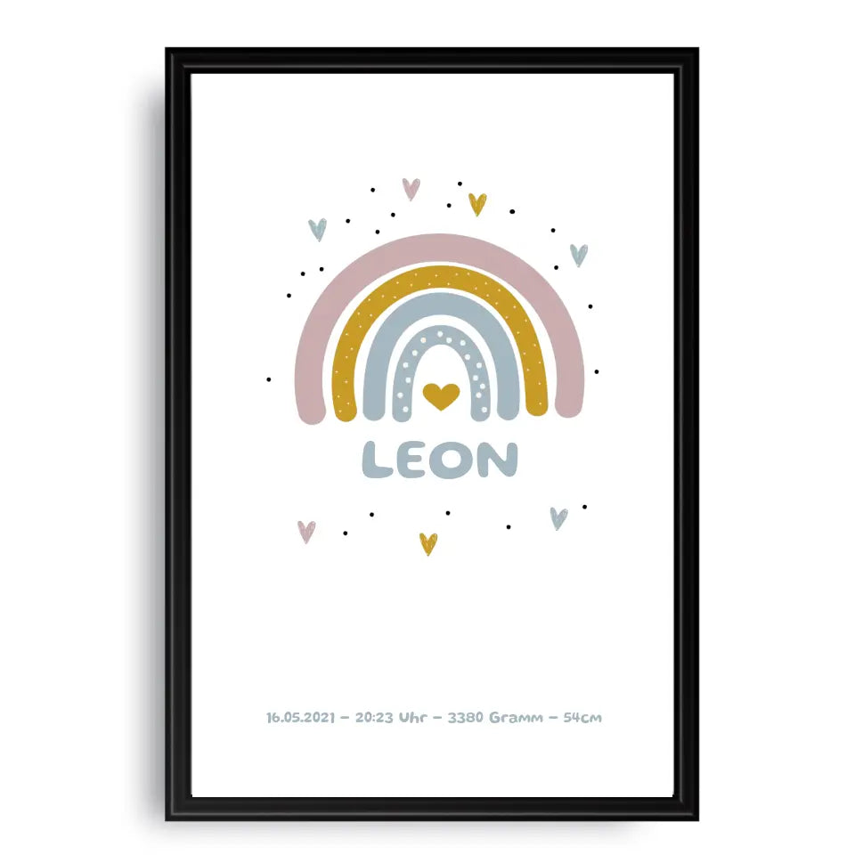 Regenbogen Poster für Kinder - Personalisiert mit Name