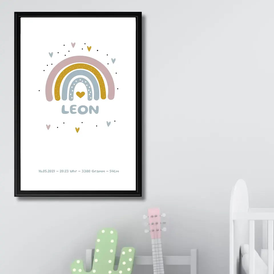Regenbogen Poster für Kinder - Personalisiert mit Name