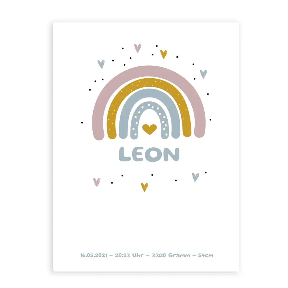Regenbogen Poster für Kinder - Personalisiert mit Name