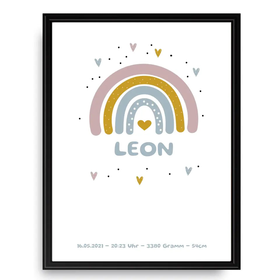 Regenbogen Poster für Kinder - Personalisiert mit Name