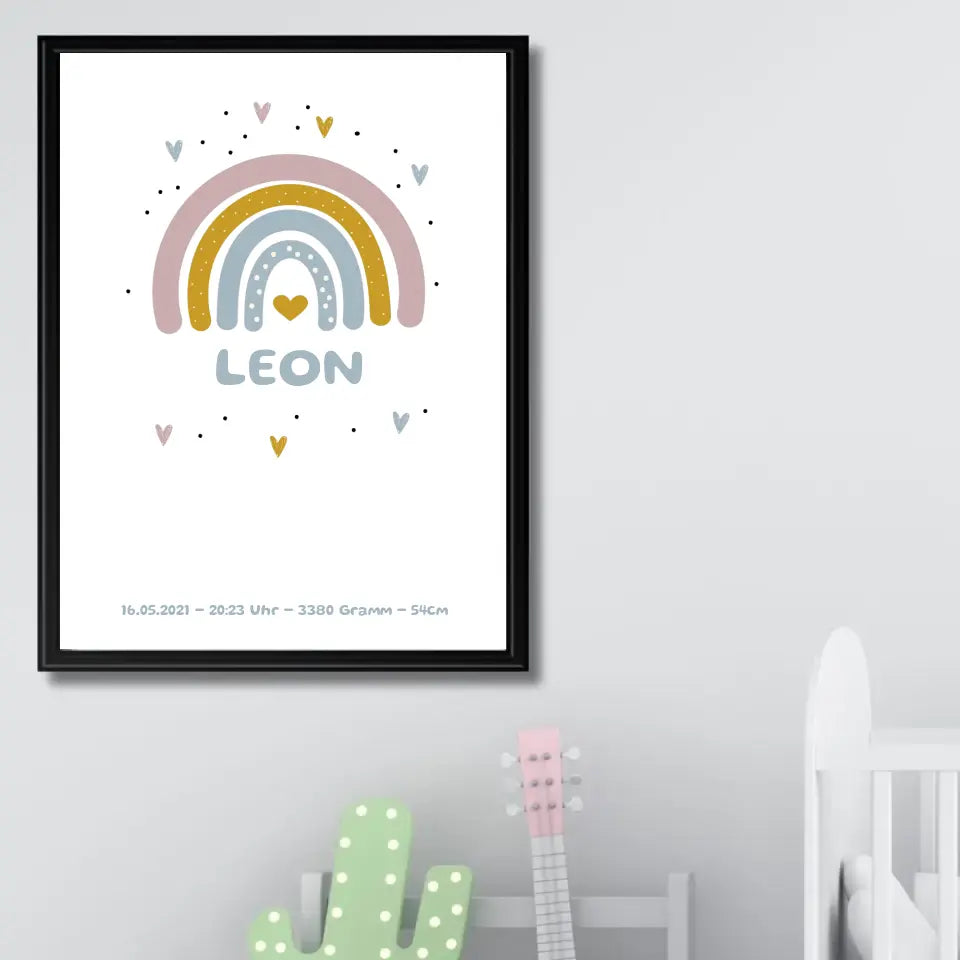 Regenbogen Poster für Kinder - Personalisiert mit Name