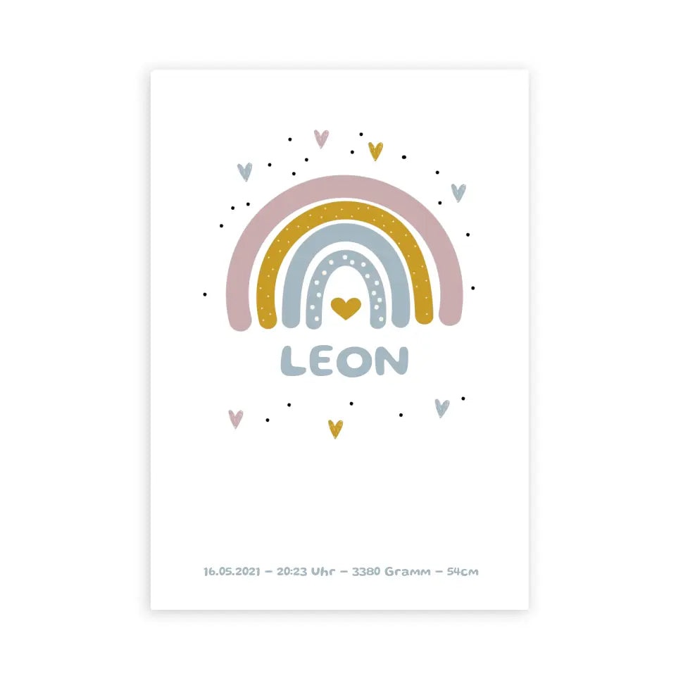 Regenbogen Poster für Kinder - Personalisiert mit Name