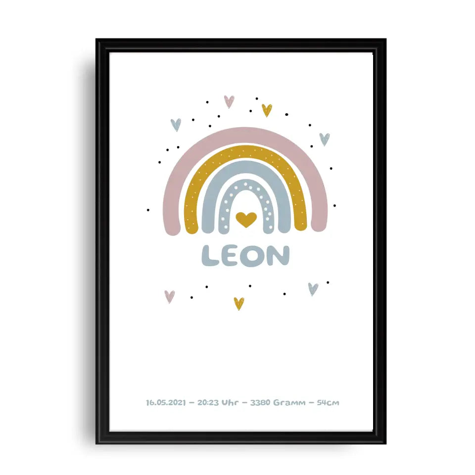 Regenbogen Poster für Kinder - Personalisiert mit Name