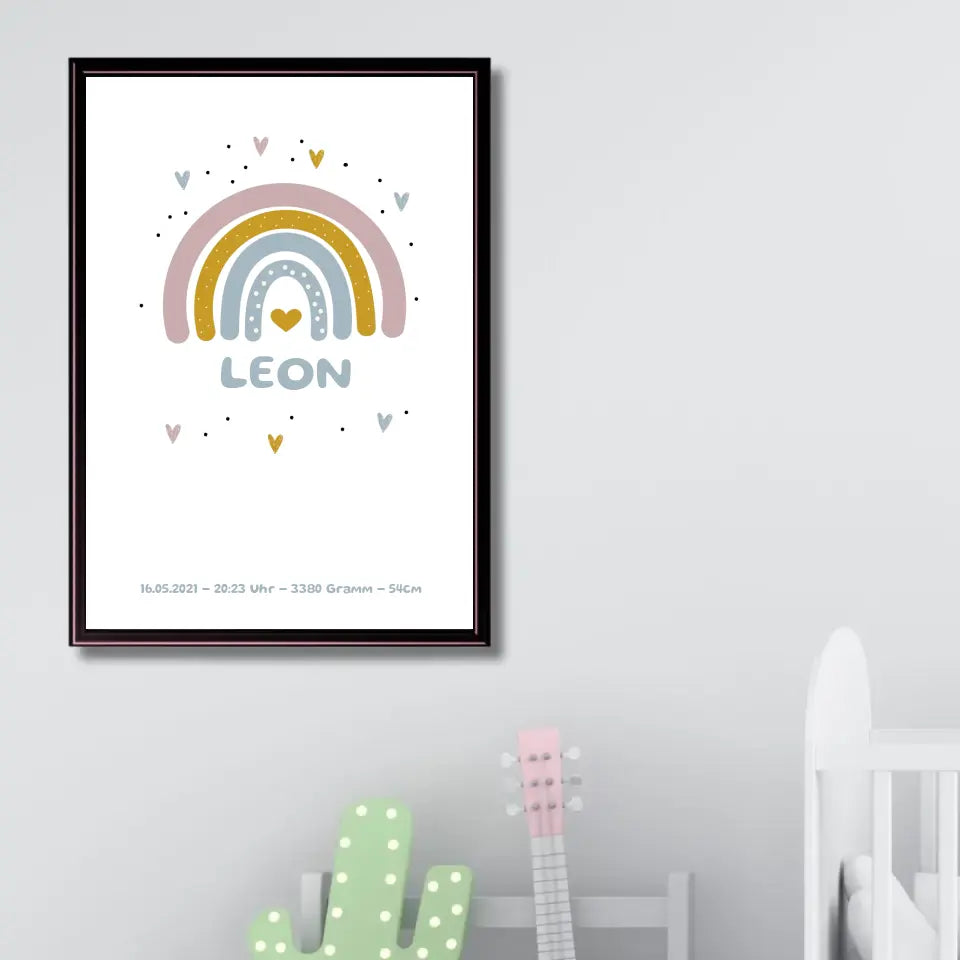 Regenbogen Poster für Kinder - Personalisiert mit Name