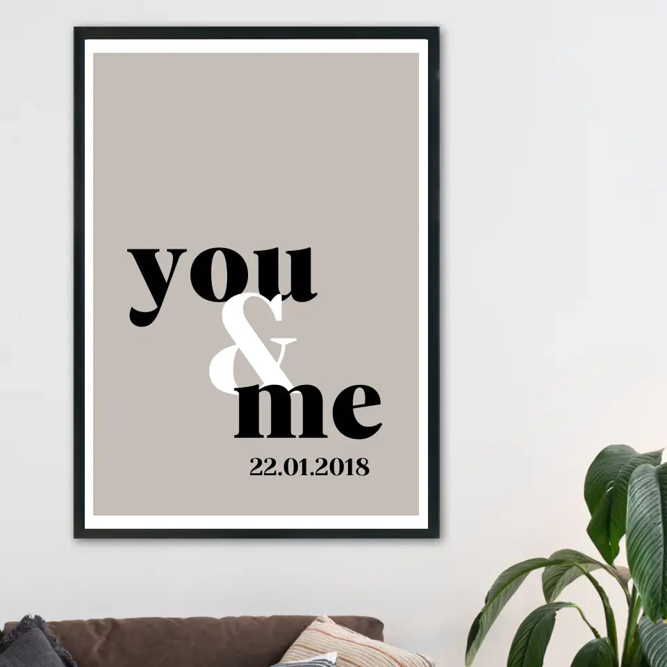 You & Me Poster - Personalisiert mit Namen/Datum