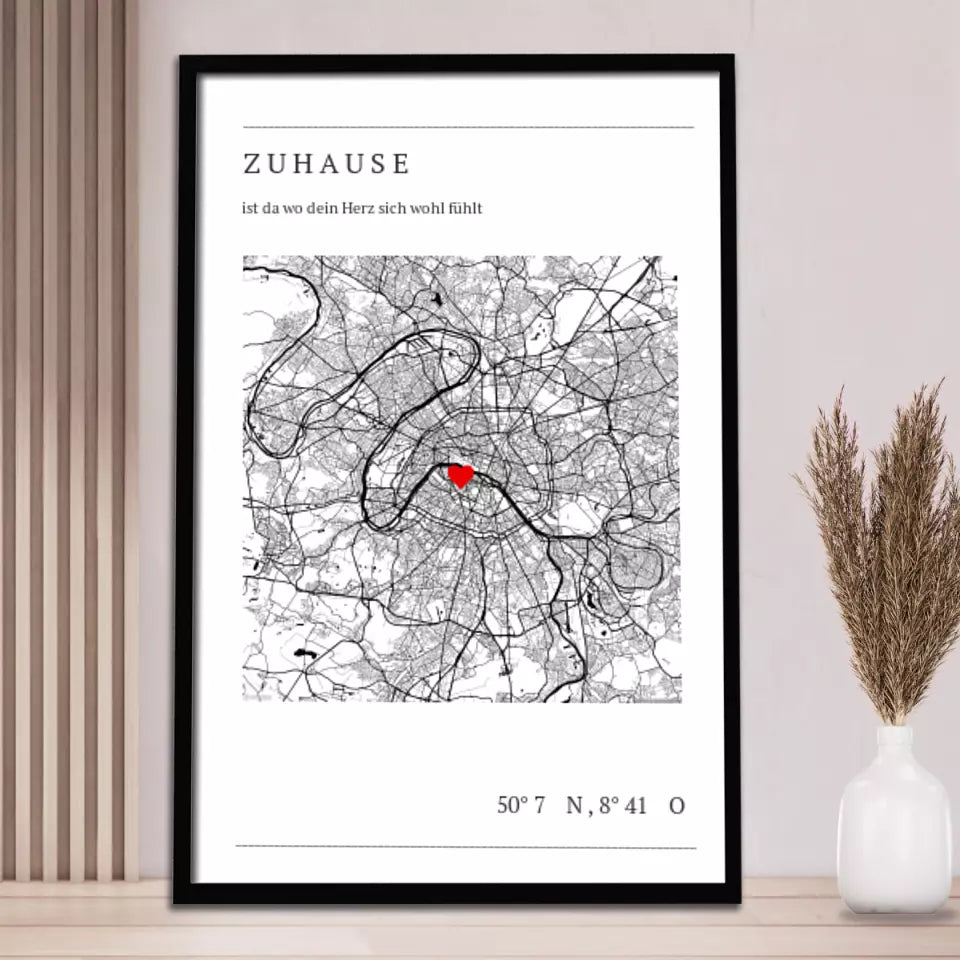 Zuhause Map Poster - Personalisiert mit Koordinaten