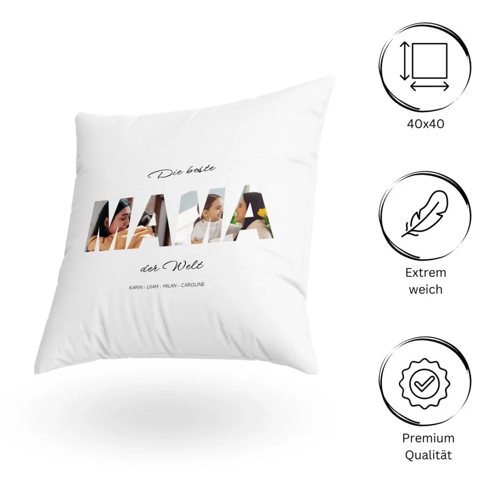 MAMA Wort Kissen - Personalisiert mit Foto - Perfekt zum Muttertag