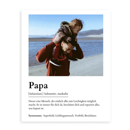 Papa Definitionsposter - Personalisierbar mit Foto