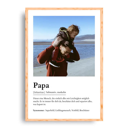 Papa Definitionsposter - Personalisierbar mit Foto