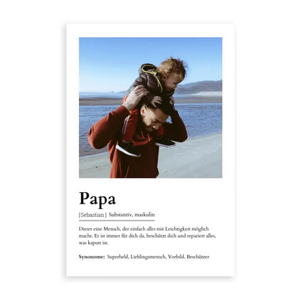 Papa Definitionsposter - Personalisierbar mit Foto