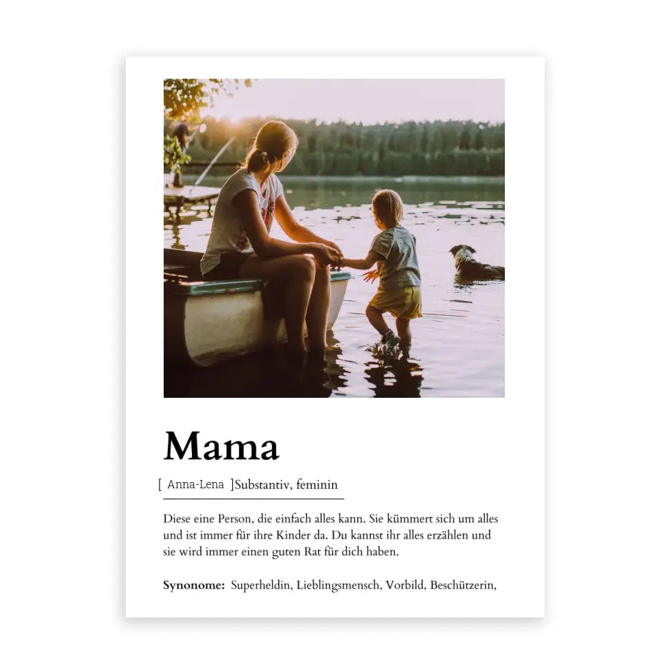 Mama Definitionsposter - Personalisierbar mit Foto