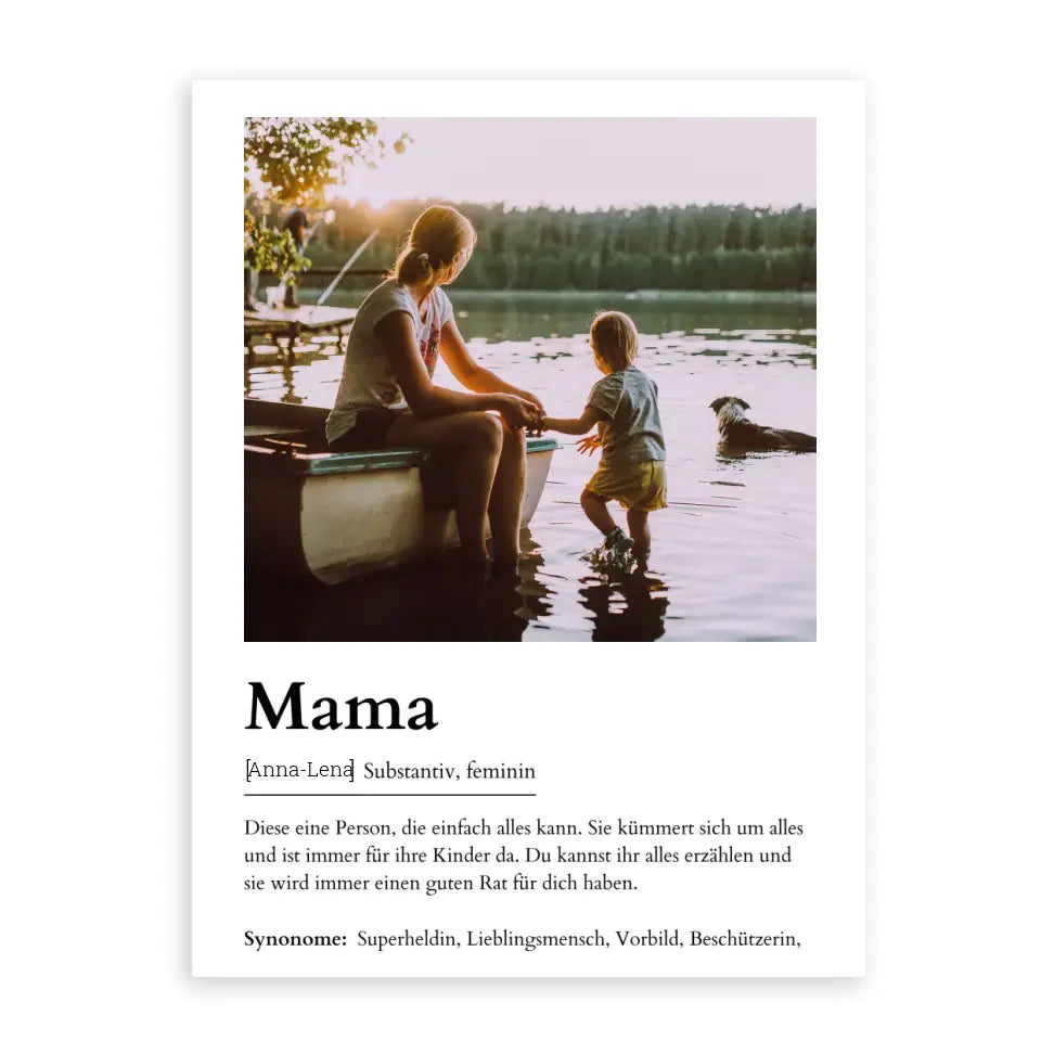 Mama Definitionsposter - Personalisierbar mit Foto