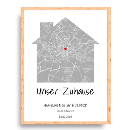 Zuhause Map Poster - Personalisierbar mit Text