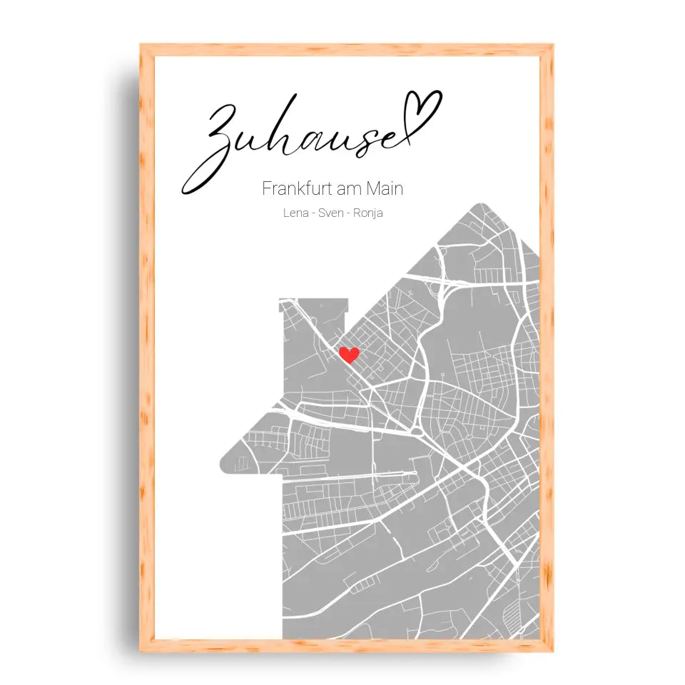 Zuhause mit Herz - Personalisierbare Map Poster
