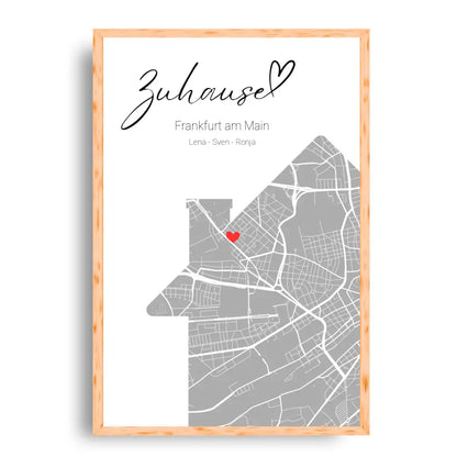Zuhause mit Herz - Personalisierbare Map Poster