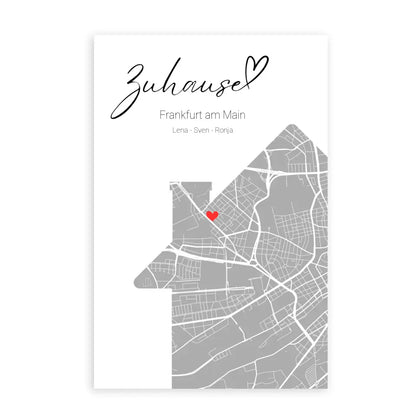 Zuhause mit Herz - Personalisierbare Map Poster