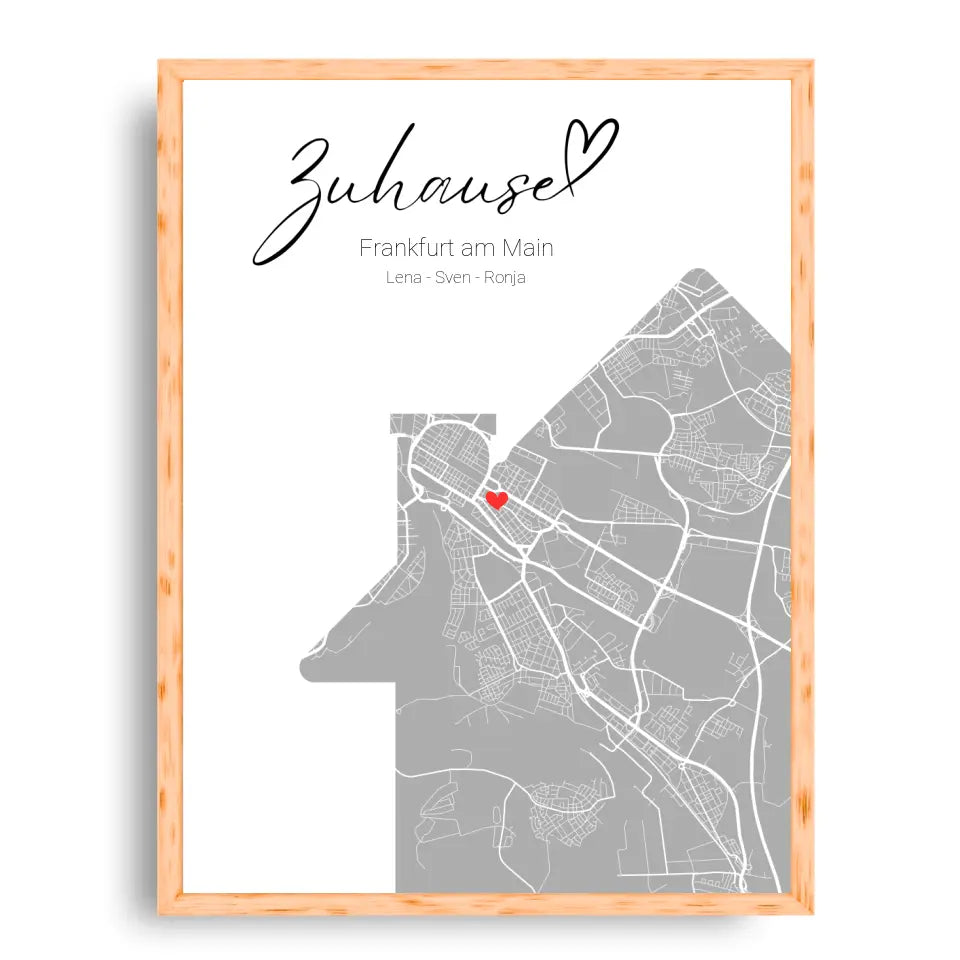 Zuhause mit Herz - Personalisierbare Map Poster