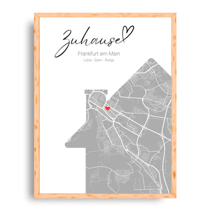 Zuhause mit Herz - Personalisierbare Map Poster