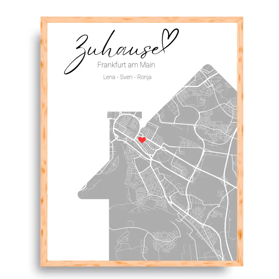 Zuhause mit Herz - Personalisierbare Map Poster