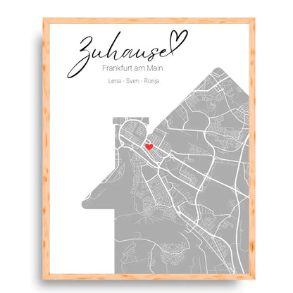 Zuhause mit Herz - Personalisierbare Map Poster