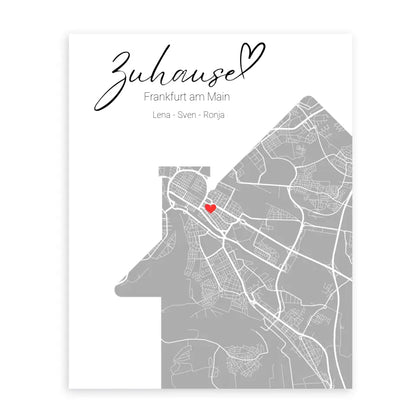 Zuhause mit Herz - Personalisierbare Map Poster