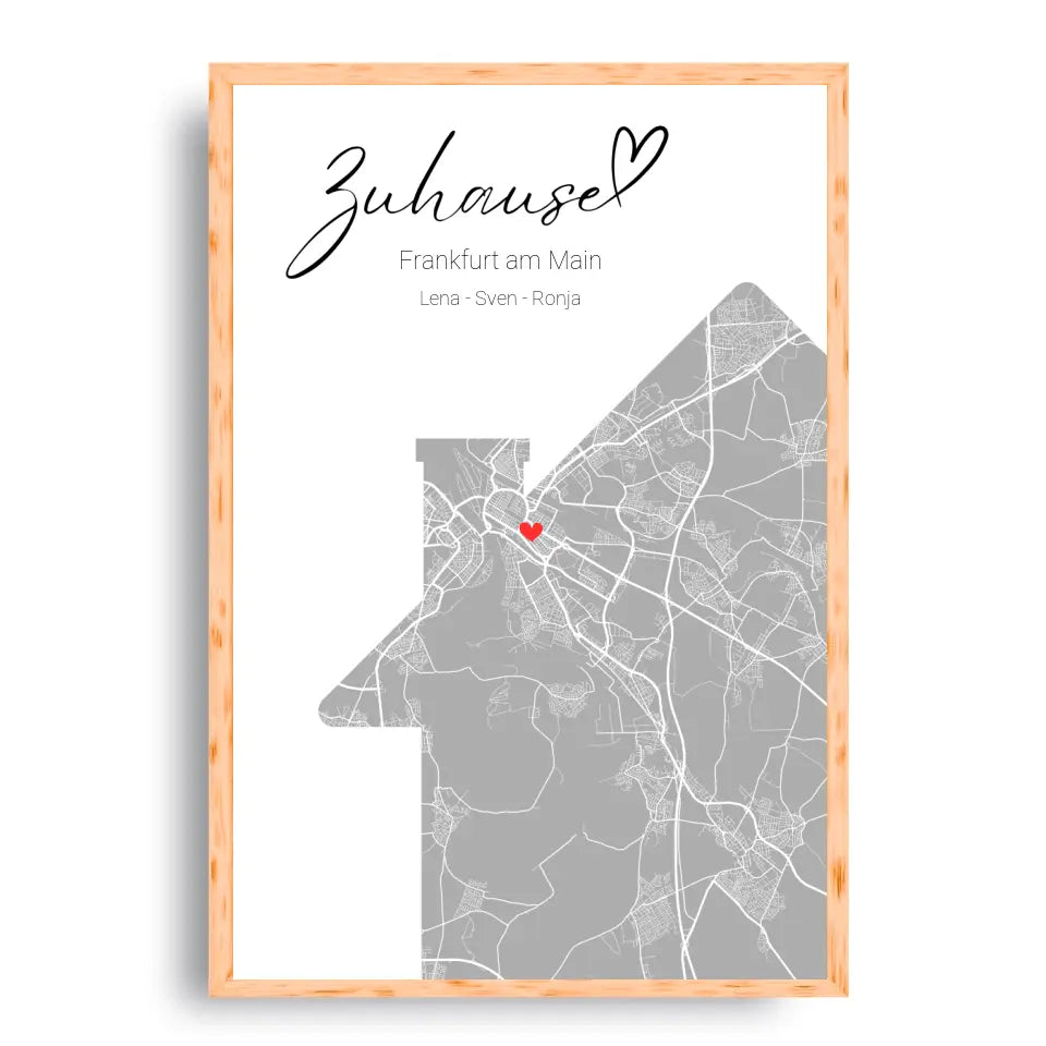 Zuhause mit Herz - Personalisierbare Map Poster