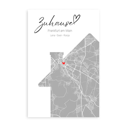 Zuhause mit Herz - Personalisierbare Map Poster