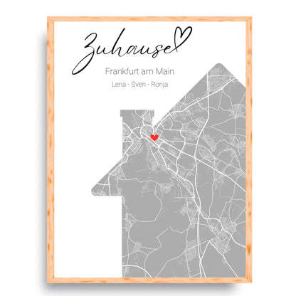 Zuhause mit Herz - Personalisierbare Map Poster