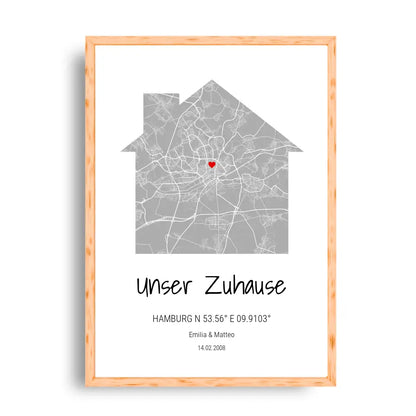 Zuhause Map Poster - Personalisierbar mit Text
