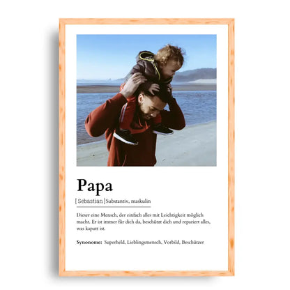 Papa Definitionsposter - Personalisierbar mit Foto