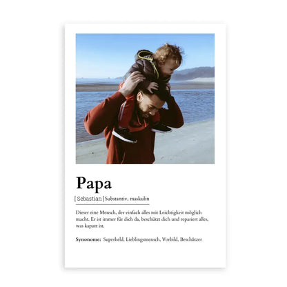 Papa Definitionsposter - Personalisierbar mit Foto