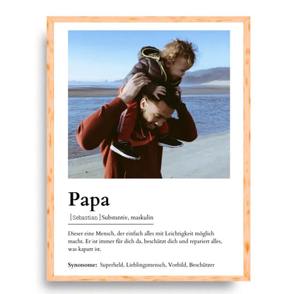 Papa Definitionsposter - Personalisierbar mit Foto