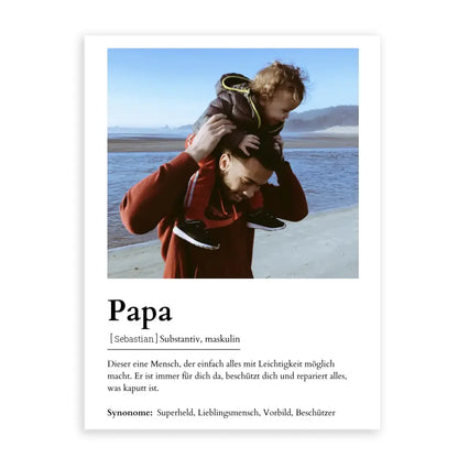 Papa Definitionsposter - Personalisierbar mit Foto