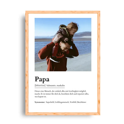Papa Definitionsposter - Personalisierbar mit Foto
