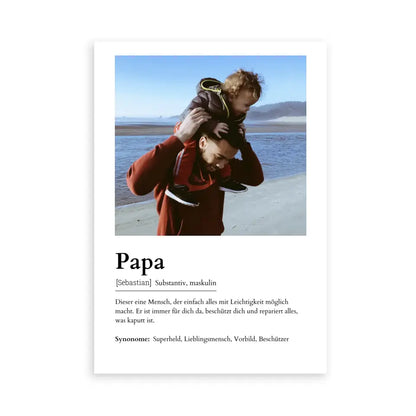 Papa Definitionsposter - Personalisierbar mit Foto
