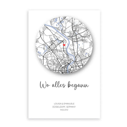 Wo alles begann Poster mit Schatten - Personalisierbar