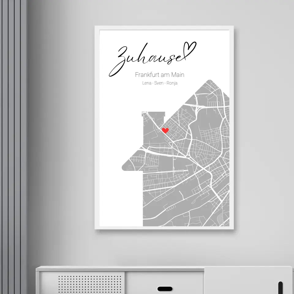 Zuhause mit Herz - Personalisierbare Map Poster