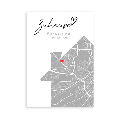 Zuhause mit Herz - Personalisierbare Map Poster