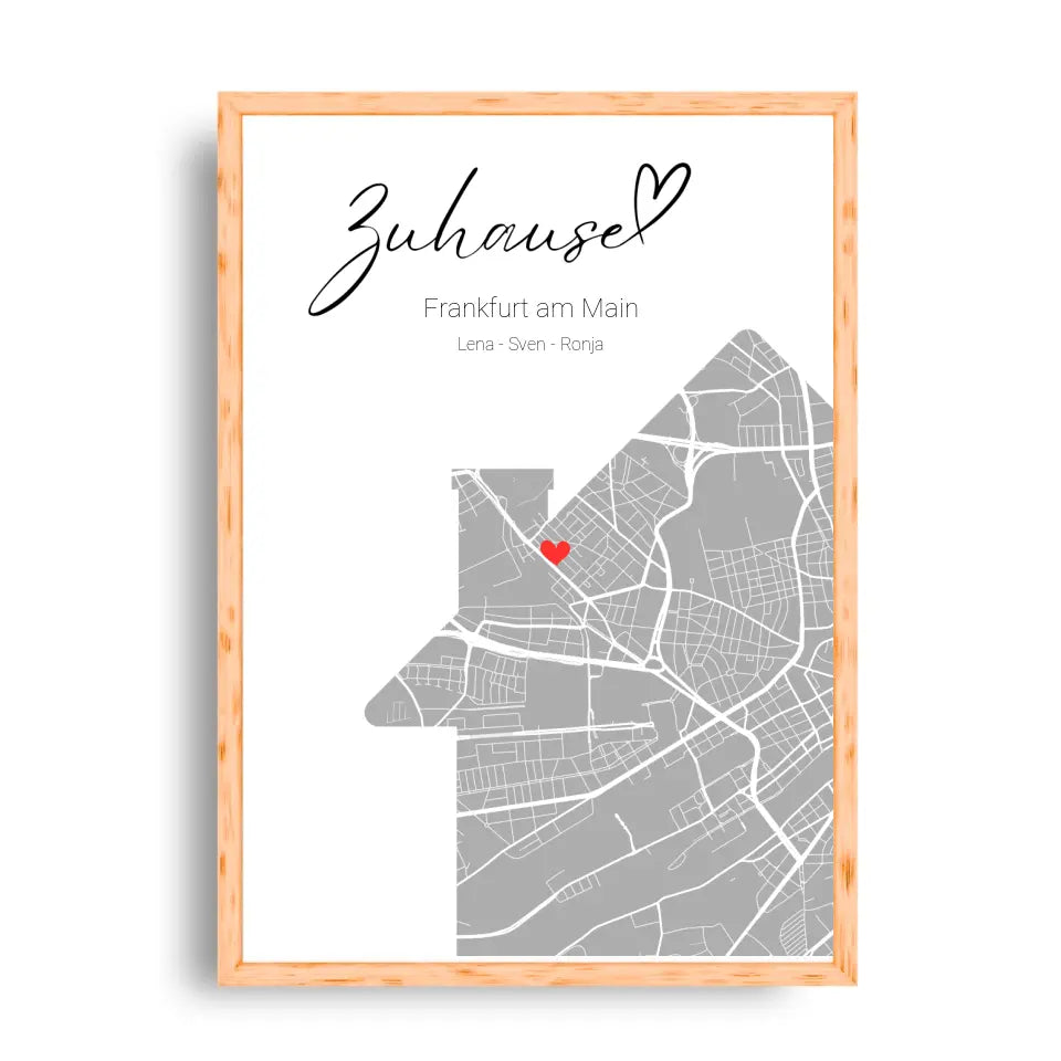 Zuhause mit Herz - Personalisierbare Map Poster