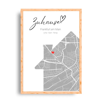 Zuhause mit Herz - Personalisierbare Map Poster