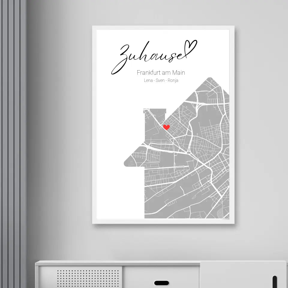 Zuhause mit Herz - Personalisierbare Map Poster