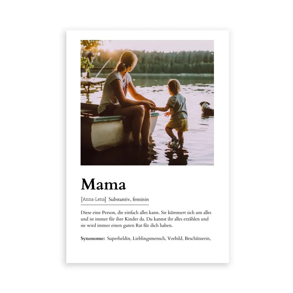 Mama Definitionsposter - Personalisierbar mit Foto