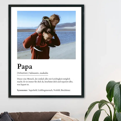 Papa Definitionsposter - Personalisierbar mit Foto