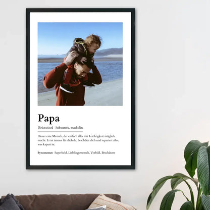 Papa Definitionsposter - Personalisierbar mit Foto