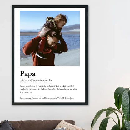 Papa Definitionsposter - Personalisierbar mit Foto
